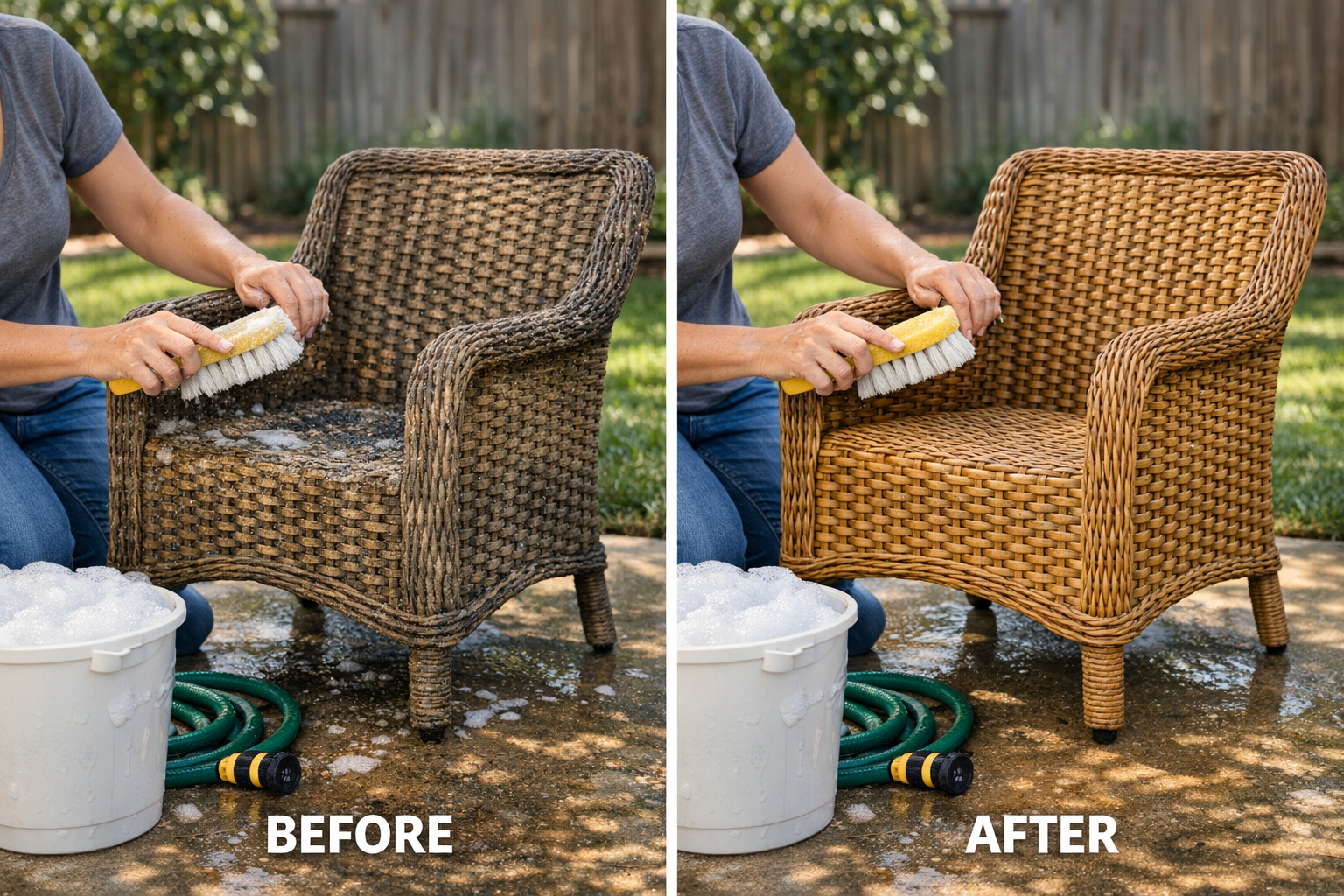 How to Deep Clean Outdoor Patio Furniture (Wicker, Metal, Wood, Fabric)
