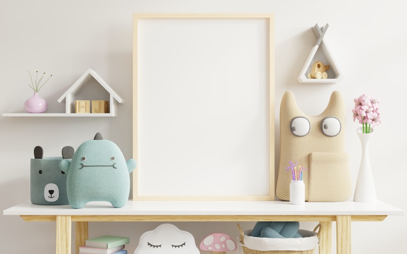 Rotating toy bins on a labeled shelf with a calendar icon